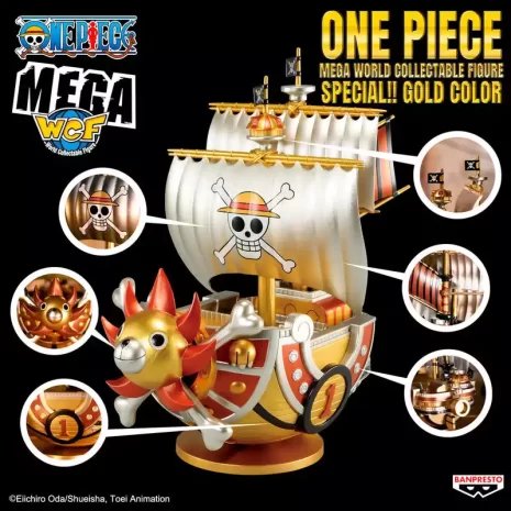 Figura One Piece Thousand Sunny Gold Color Mega World Collectable 19cms 5 Figura One Piece Thousand Sunny Gold Color Mega World Collectable 19cms 5