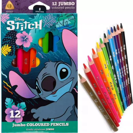 Caja 12 Lápices de Colores Jumbo Stitch Disney