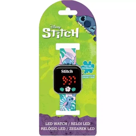 Reloj Led Stitch Correa Rosa